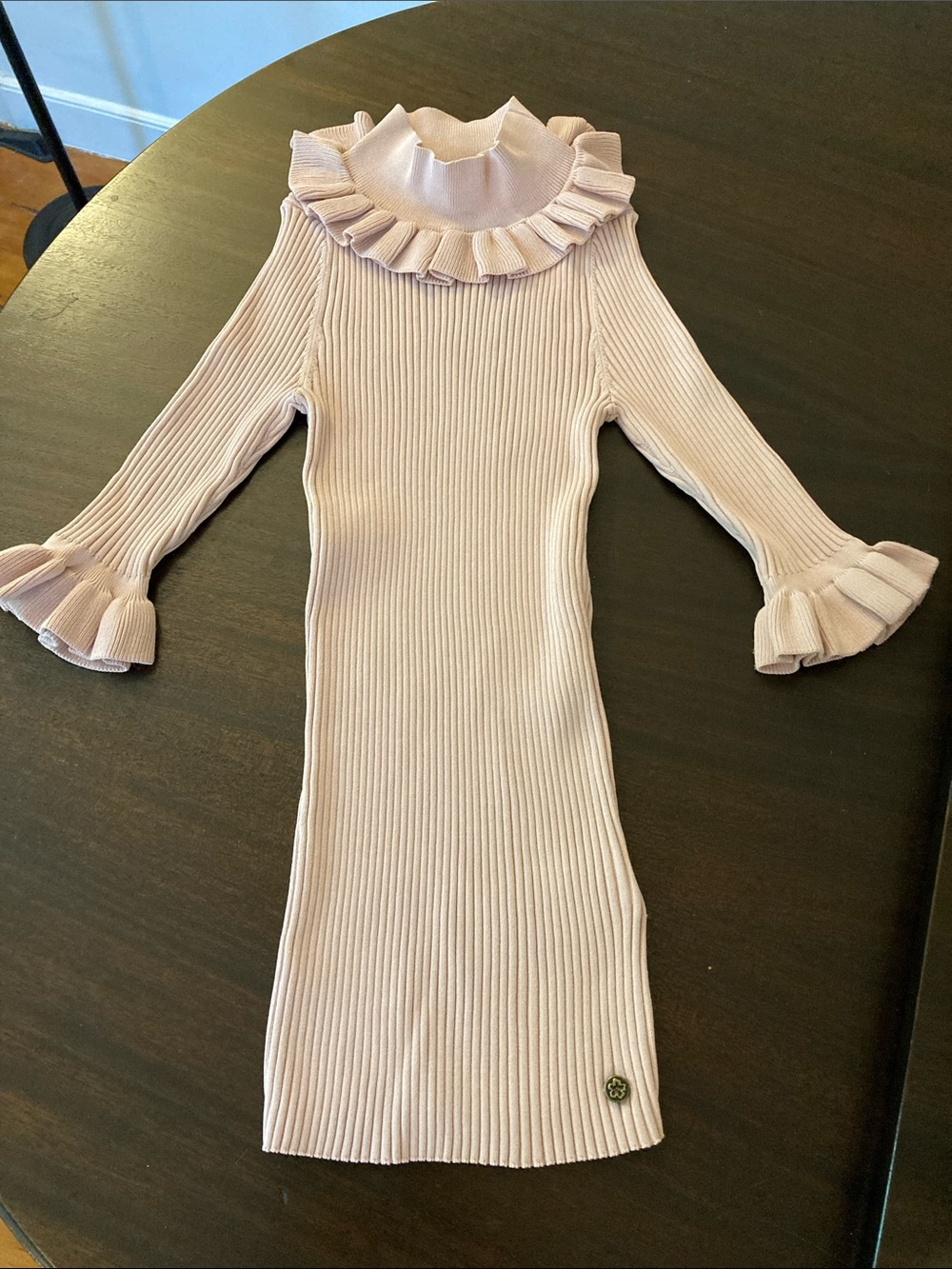 Ted Baker Lilac Ribbed Ruffle top, Size 1